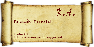 Kresák Arnold névjegykártya