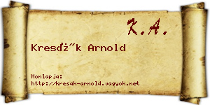 Kresák Arnold névjegykártya